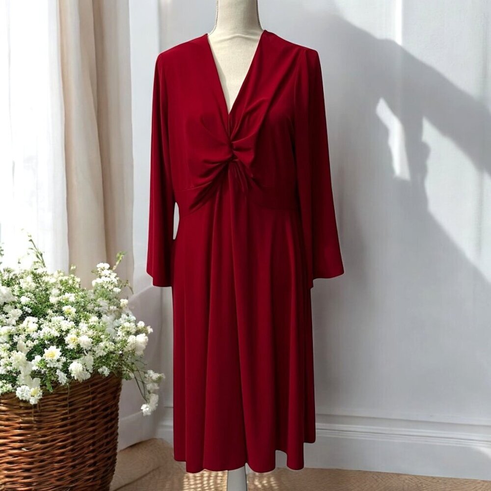 Sabrina Collective‎ Red Long-Sleeve Knot Front Dress Size 1X